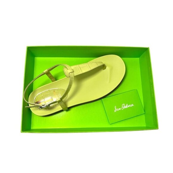 Sam Edelman Womens Kiwi Green Naomi Leather T Strap Flat Sandals Sz 7.5 M New - Picture 3 of 13